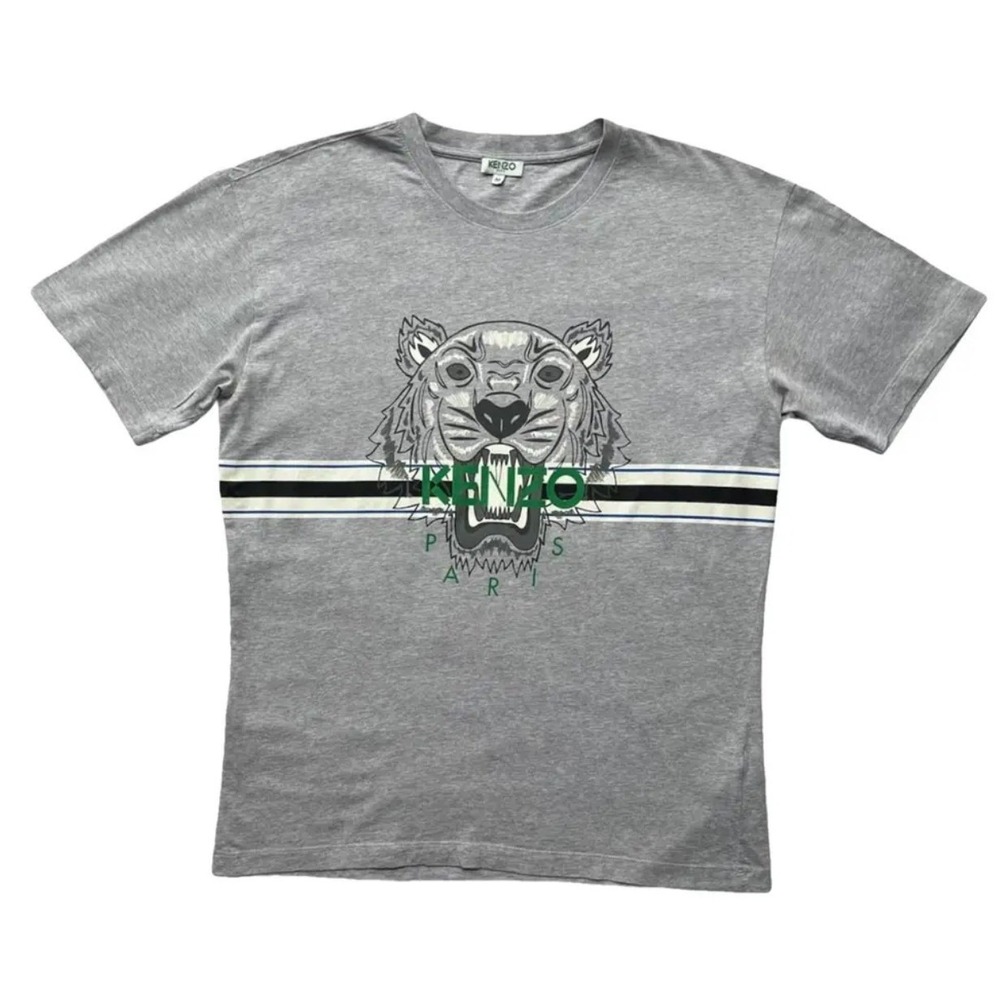 Kenzo Paris Gray Tiger Graphic Short Sleeve T-Shirt F855TS0034YB Small Mens